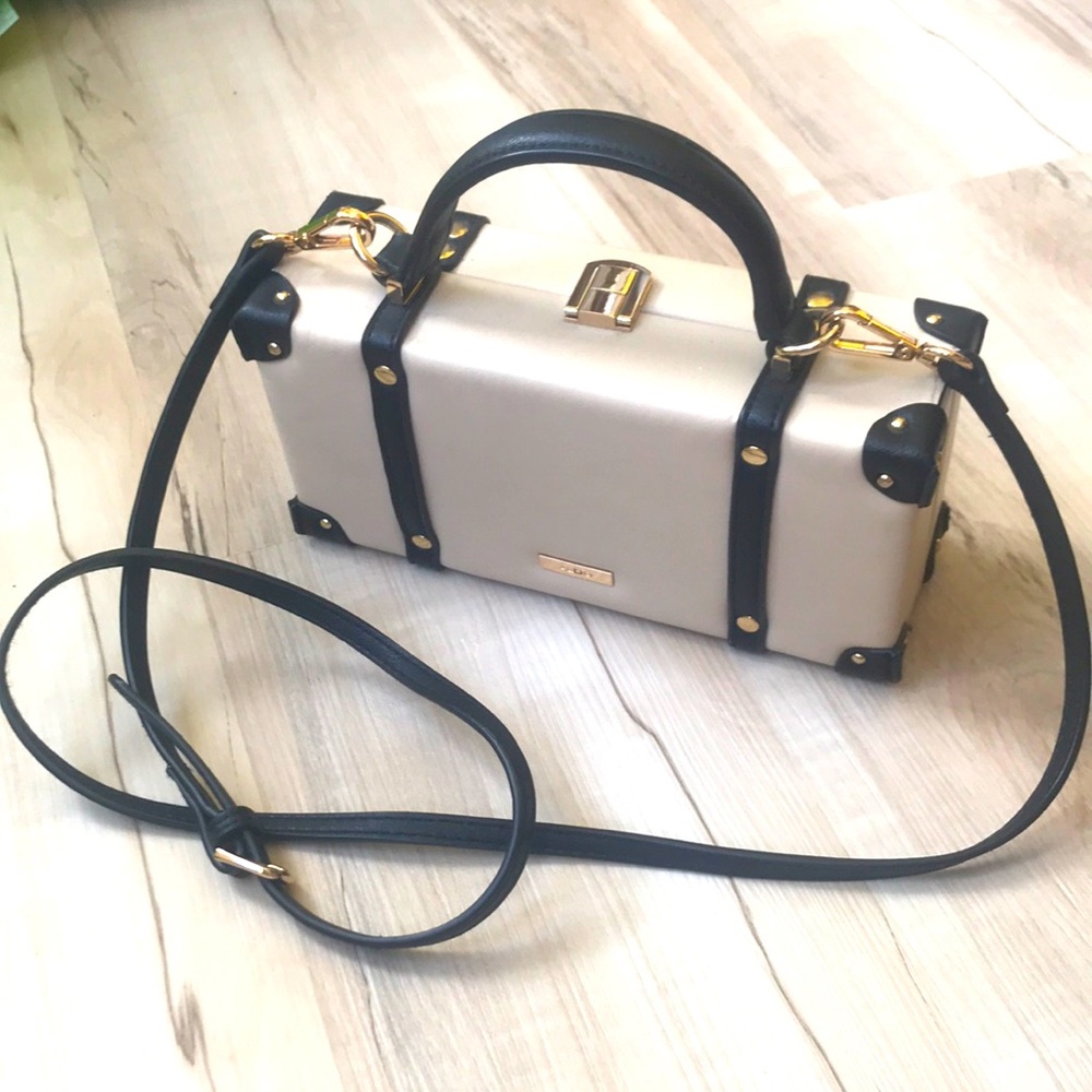 ALDO black and nude structured bag with crossbody strap